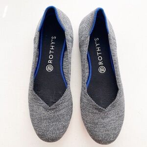 Rothy’s Birdseye Gray Charcoal Pink Sole Slip On Flats